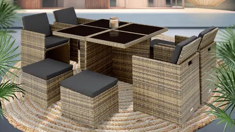 Conjunto Jard&iacute;n Exterior de Rat&aacute;n y Aluminio TecTake