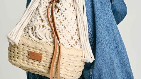 Bolso en macram&eacute; y rafia Pepe Jeans