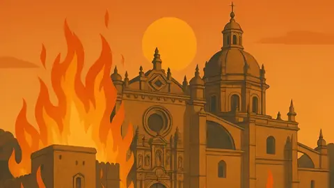 La Catedral de Jerez ardiendo