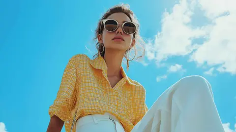 Una mujer a la moda con ropa de Guess