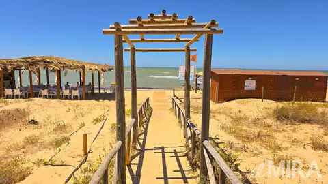 Playa EL Camar&oacute;n - Entrada por pasarela de madera junto al Chiringuito Playa Madre