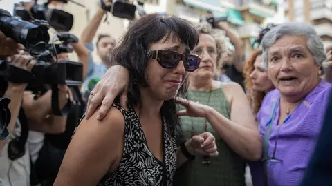 Juana Rivas, a su llegada al punto de encuentro