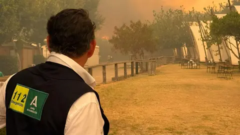 Antonio Sanz en el incendio de Tarifa