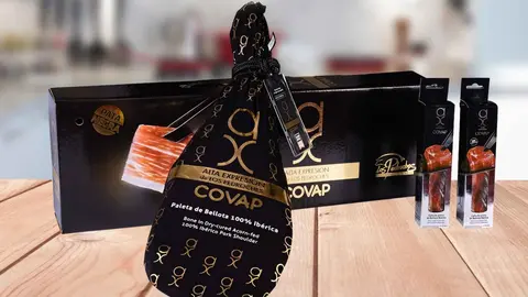 Estuche con jam&oacute;n ib&eacute;rico y 2 ca&ntilde;as de presa de bellota de COVAP en El Corte Ingl&eacute;s