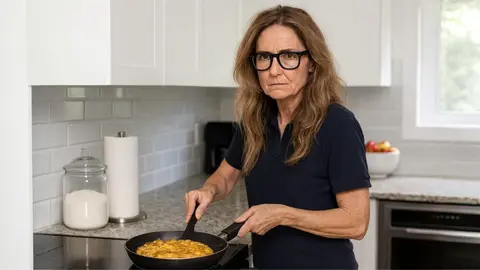 Recreaci&oacute;n del momento de Mar&iacute;a Jes&uacute;s Puerto preparando una tortilla de patatas mientras recib&iacute;a la noticia de la NASA | El MIRA