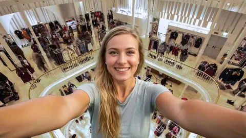 Vista desde arriba de interior de tienda ZARA, Inditex