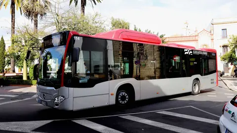 Autob&uacute;s urbano circulando por Jerez
