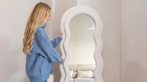 Flamingueo Espejo Pared Espejo Cuerpo Entero Tejido Rizo en Leroy Merlin 1