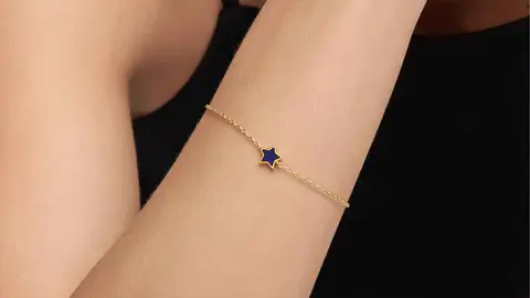 Pulsera cadena de oro 14 kt y lapisl&aacute;zuli XXS de Tous