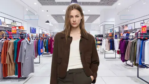 Una mujer en una tienda Mango