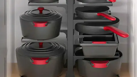 Organizador de ollas y sartenes para gabinete MUDEELA de Amazon