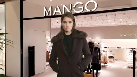 Abrigo de lana con cuello de pelo de Mango