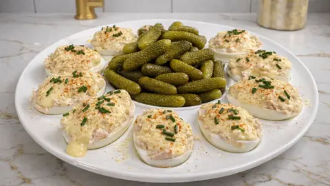 Huevos rellenos de at&uacute;n para Nochebuena y Navidad