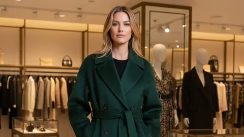 Clienta luciendo abrigo en la secci&oacute;n de moda de El Corte Ingl&eacute;s