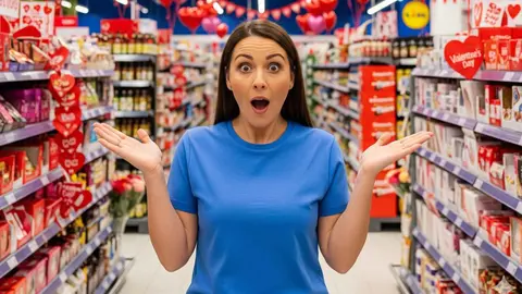 Supermercado Lidl decorado por San Valent&iacute;n