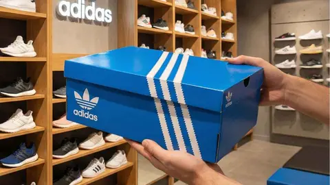 Caja de zapatillas de Adidas en una tienda Adidas