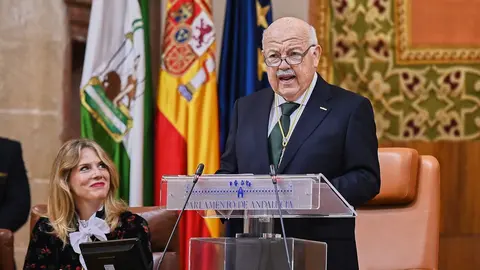 El presidente del Parlamento andaluz, Jes&uacute;s Aguirre, durante su intervenci&oacute;n | Salvador L&oacute;pez Medina