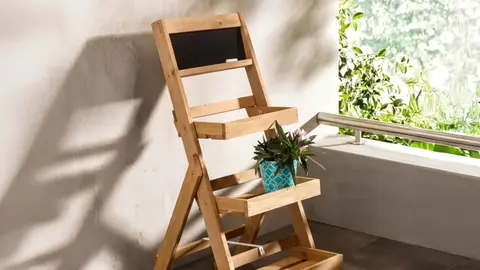 Estanter&iacute;a de madera para macetas, Livarno Home de Lidl