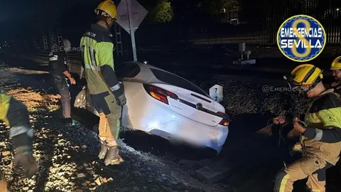El coche en las v&iacute;as del tren