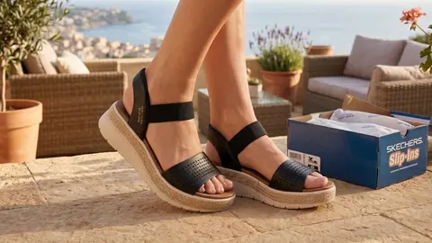 Sandalias con cu&ntilde;as bajas de Skechers