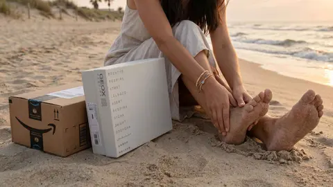 Caja de zapatillas Geox y caja de compra de Amazon