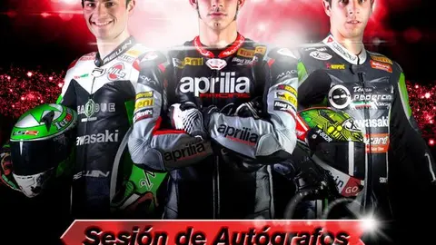 Cartel de la sesi&oacute;n de aut&oacute;grafos de pilotos Superbike en Jerez. @circuitodejerez 