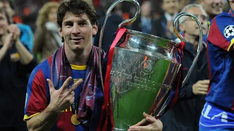Messi celebra su tercera Champions League