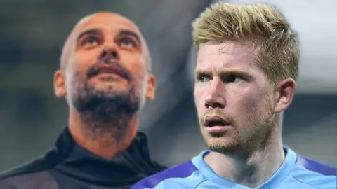Kevin de Bruyne y Pep Guardiola