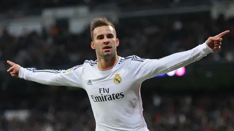 Jes&eacute; Rodr&iacute;guez celebra un gol con la camiseta del Real Madrid