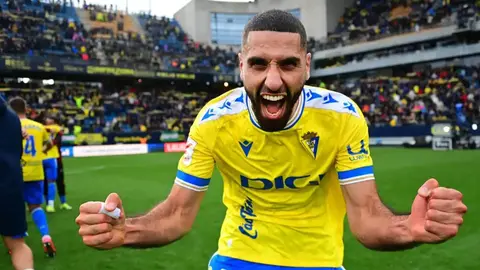 Aiham Ousou celebra la victoria del C&aacute;diz CF ante el Atl&eacute;tico de Madrid | CCF