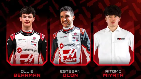 Ollie Bearman, Esteban Ocon y Ritomo Miyata | MoneyGram Haas