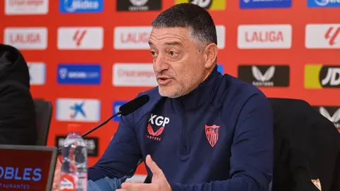 Garc&iacute;a Pimienta en la rueda de prensa previa al Getafe CF - Sevilla FC | Salvador L&oacute;pez Medina para El MIRA