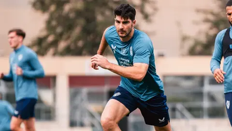 Gonzalo Melero durante un entrenamiento de la UD Almer&iacute;a | UDA