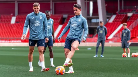 Sergio Arribas durante un entrenamiento de la UD Almer&iacute;a | UDA