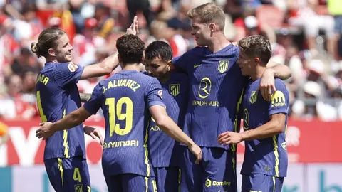 Los jugadores del Atl&eacute;tico de Madrid celebran un gol | ATM
