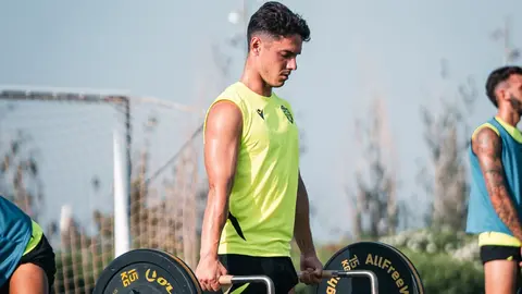 Sergio Arribas durante un entrenamiento con la UD Almer&iacute;a | UDA