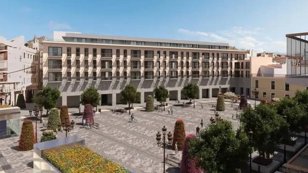 Imagen virtual de la futura Plaza Mayor de Huelva