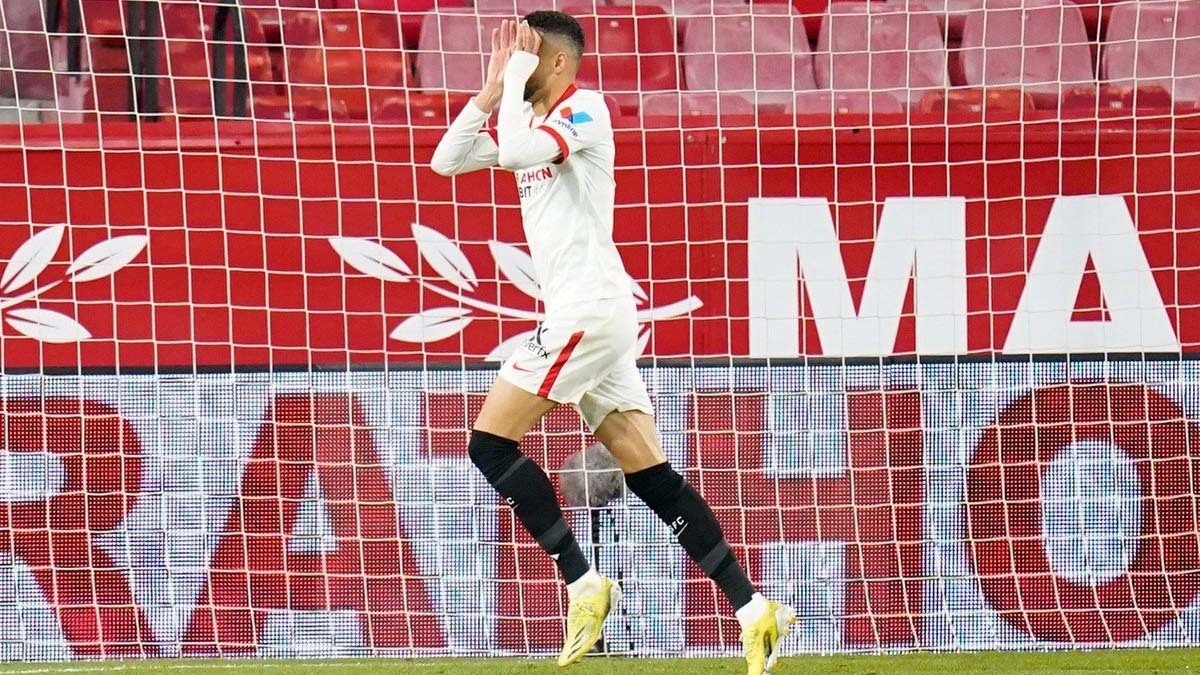 En-Nesyri celebra el gol de la victoria en el Sevilla-Real Betis
