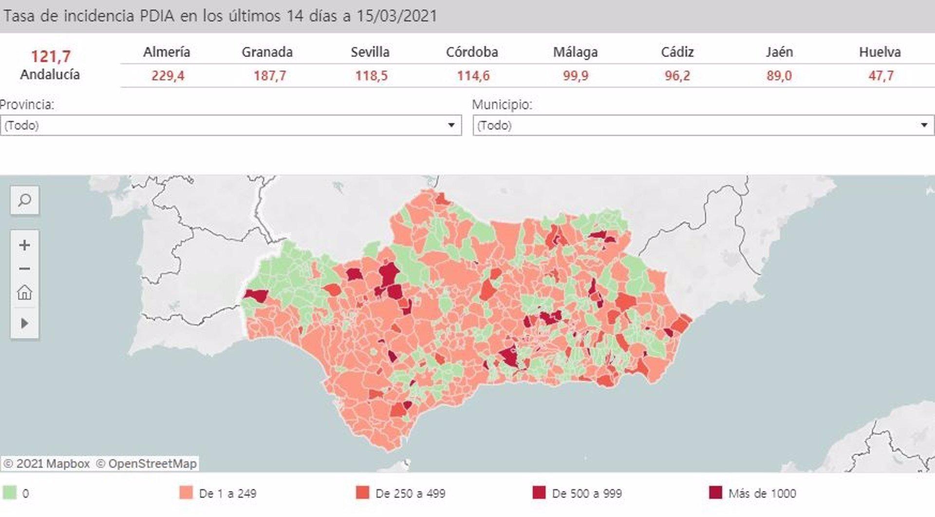 Mapa Covid-19 en Andalucía
