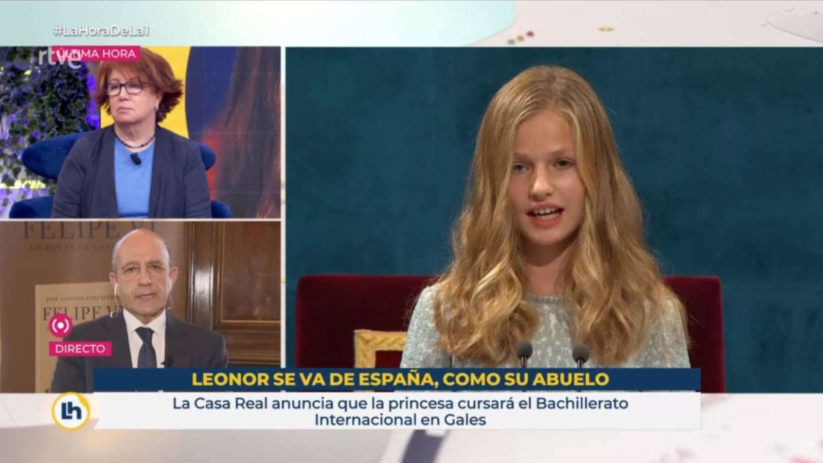 Rótulo de RTVE en alusión a la princesa Leonor