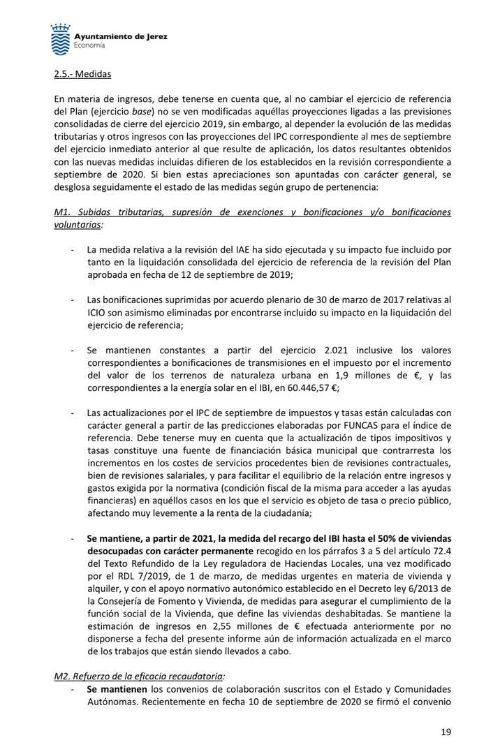 Documento de anuncio de subida de Impuestos en Jerez