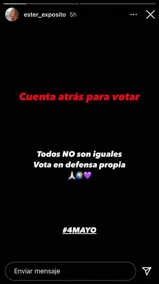 Stories de Ester Expósito en Instagram