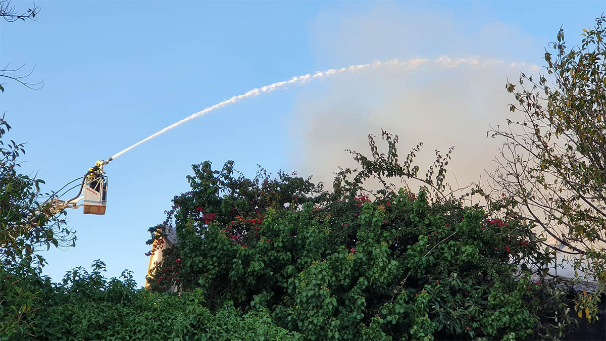 Bomberos sofocan el fuego de la Nave de Ramos Catalina en llamas en Jerez | Jesús Catalán