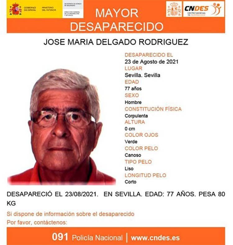 Desaparece un hombre de 77 años en Sevilla y la Policía Nacional pide ayuda