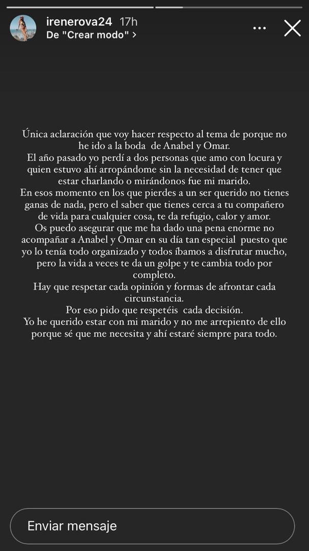 Stories de Instagram de Irene Rosales