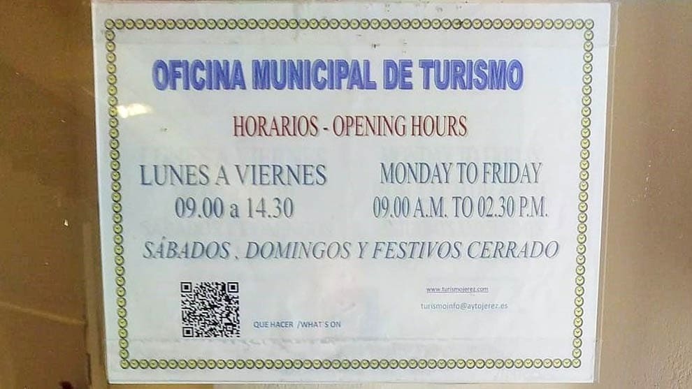 Oficina de Turismo en Jerez cerrada