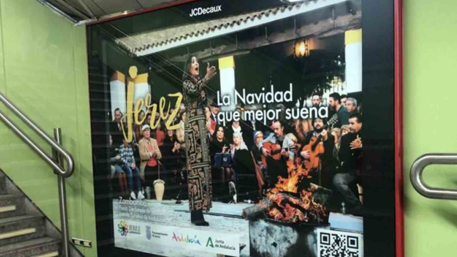 Publicidad de las zambombas de <a  data-cke-saved-href='https://www.elmira.es/seccion/jerez/' href='https://www.elmira.es/seccion/jerez/'
                                       title='Jerez' target='_blank'>Jerez</a> en el metro