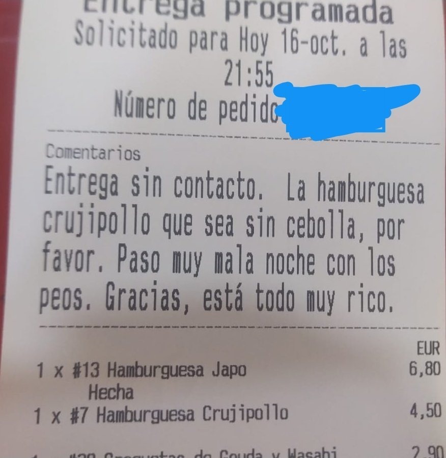 Ticket del pedido