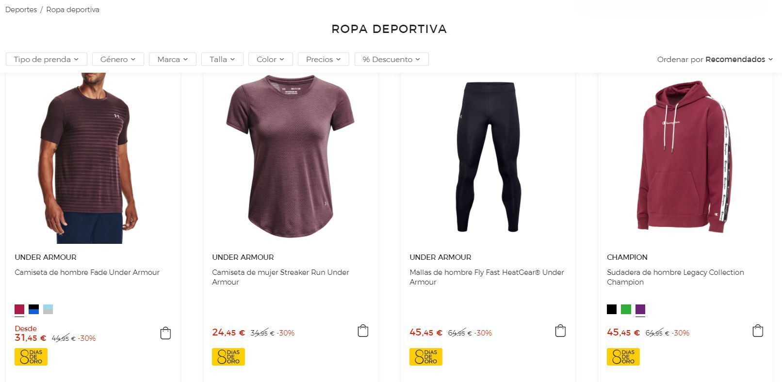 ropa deportiva el corte ingles