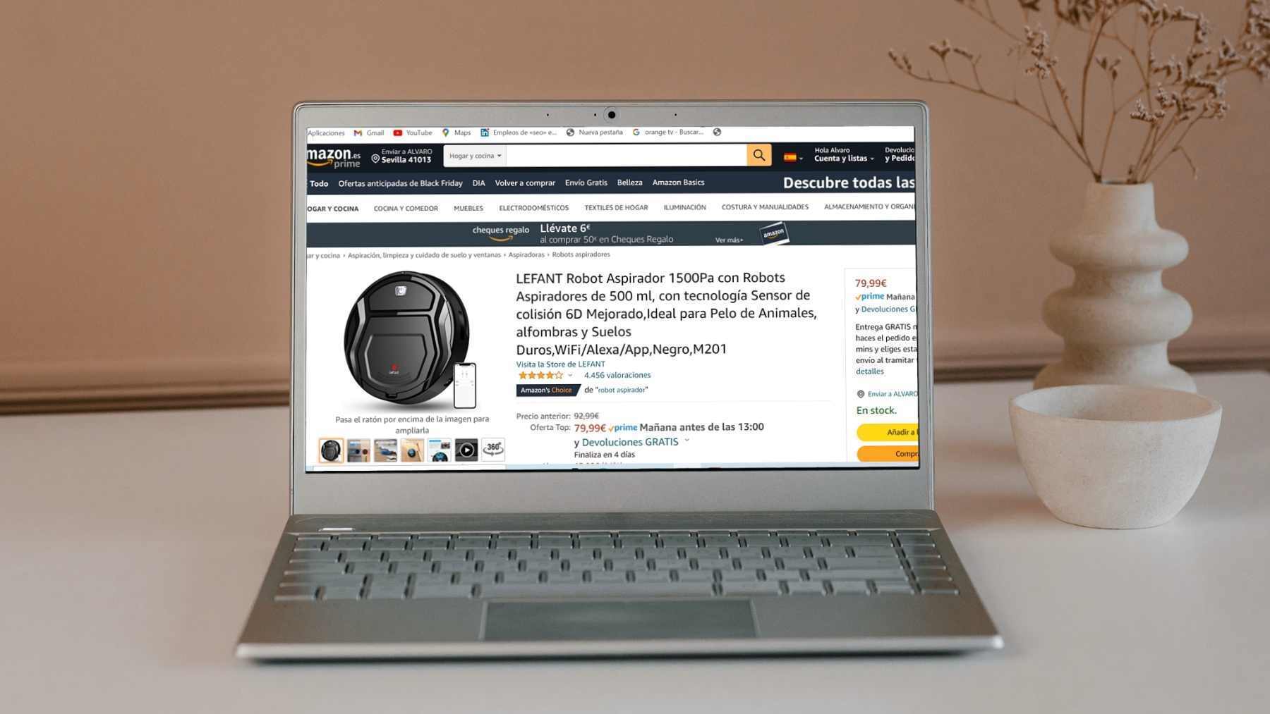 El robot aspirador más vendido en Amazon a días de Navidad se puede pagar en 4 cuotas de 20 euros